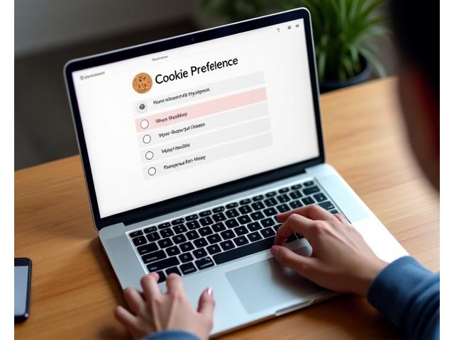 Illustration d'un navigateur web avec une fenêtre pop-up de gestion des préférences de cookies, symbolisant le contrôle utilisateur.