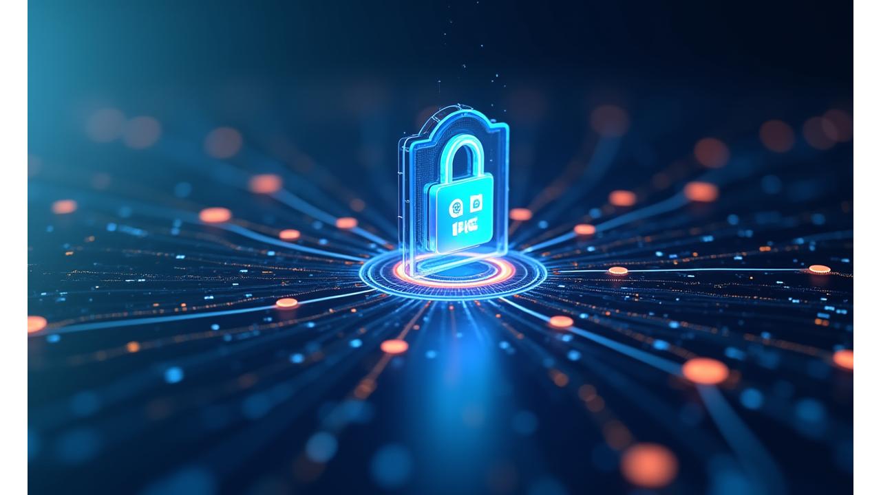 Interface d'un wallet sécurisé avec des éléments visuels de blockchain et des cadenas pour la sécurité, symbolisant la protection des investissements crypto.