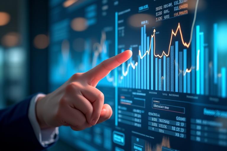 Graphiques financiers et mains pointant vers des opportunités