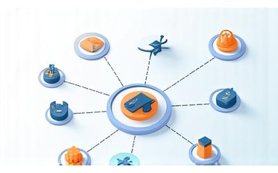 Icônes de marketing d'affiliation, chaînes et connexions entre produits et consommateurs