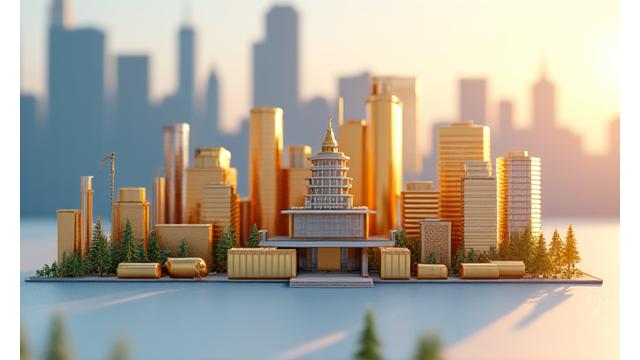 Immeubles et pièces d'or représentant les alternatives